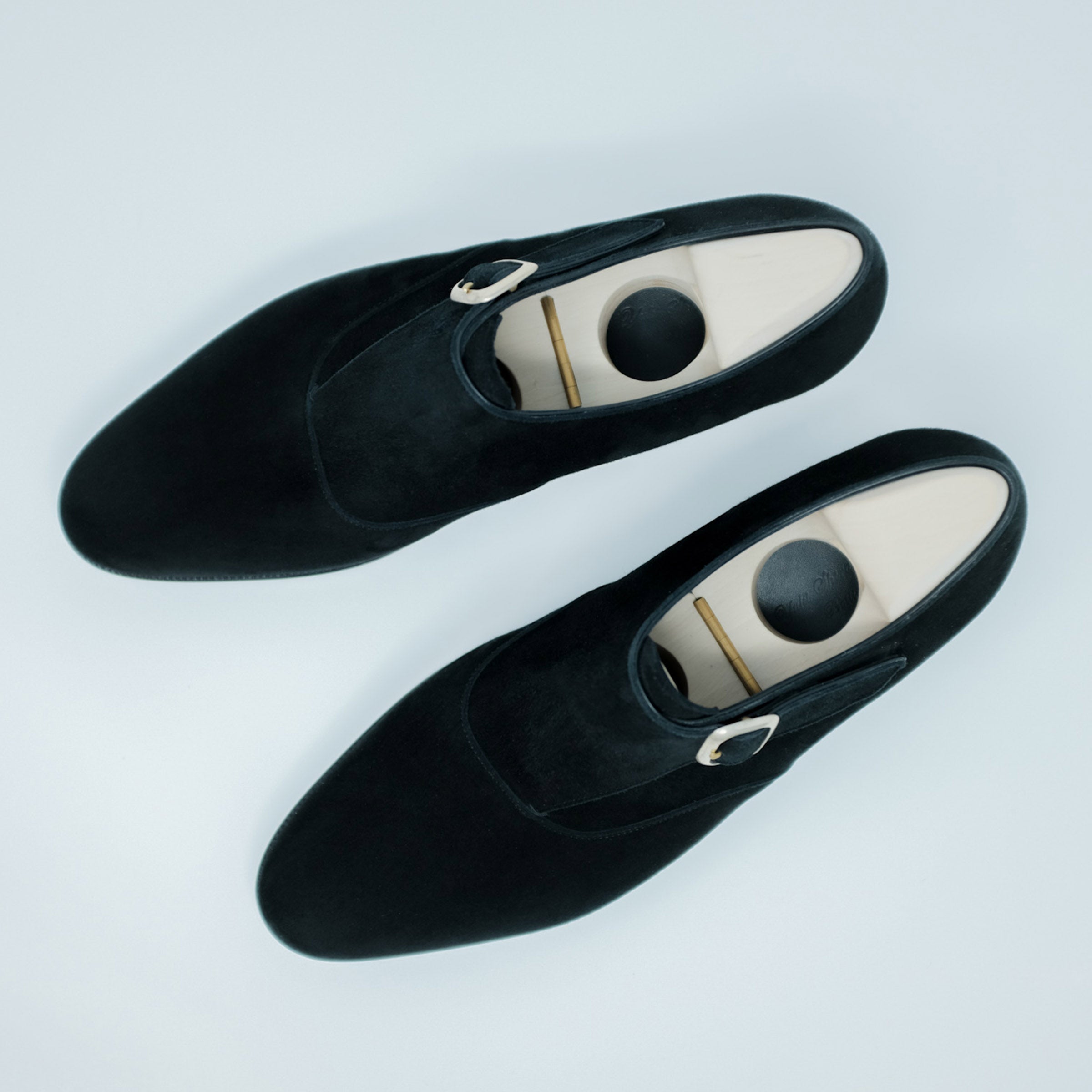 Bespoke Single Monk Strap in Black Long-pile Kid Goat Suede “MARINELLI”