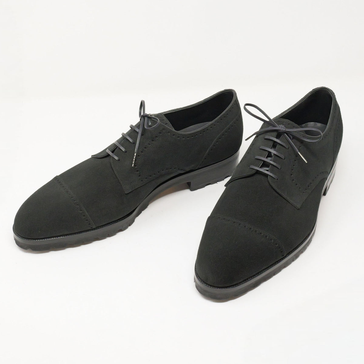 Bespoke Quarter-Brogue Derby in Black Suede Leather by C.F. Stead-1