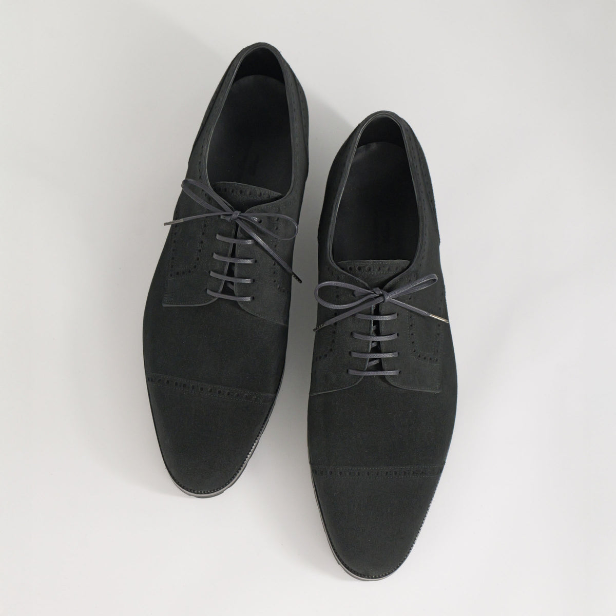 Bespoke Quarter-Brogue Derby in Black Suede Leather by C.F. Stead-2