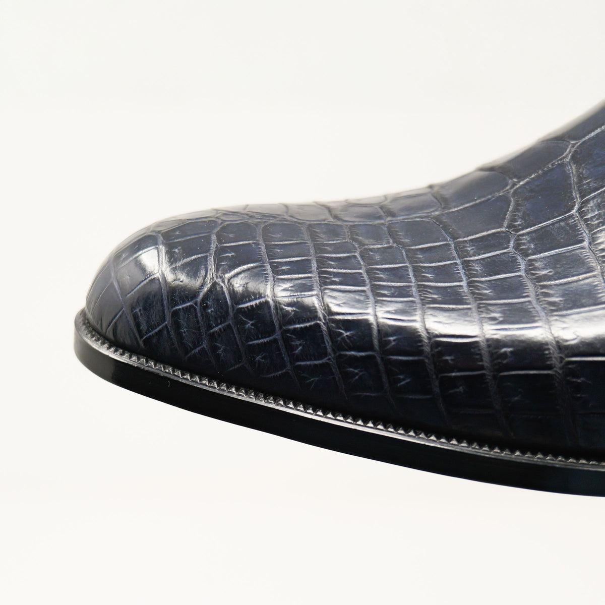 Bespoke Wholecut Side Elastic in Navy Crocodile Leather-2