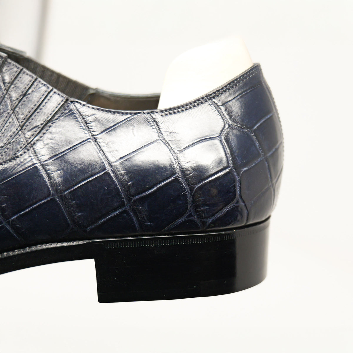 Bespoke Wholecut Side Elastic in Navy Crocodile Leather-3