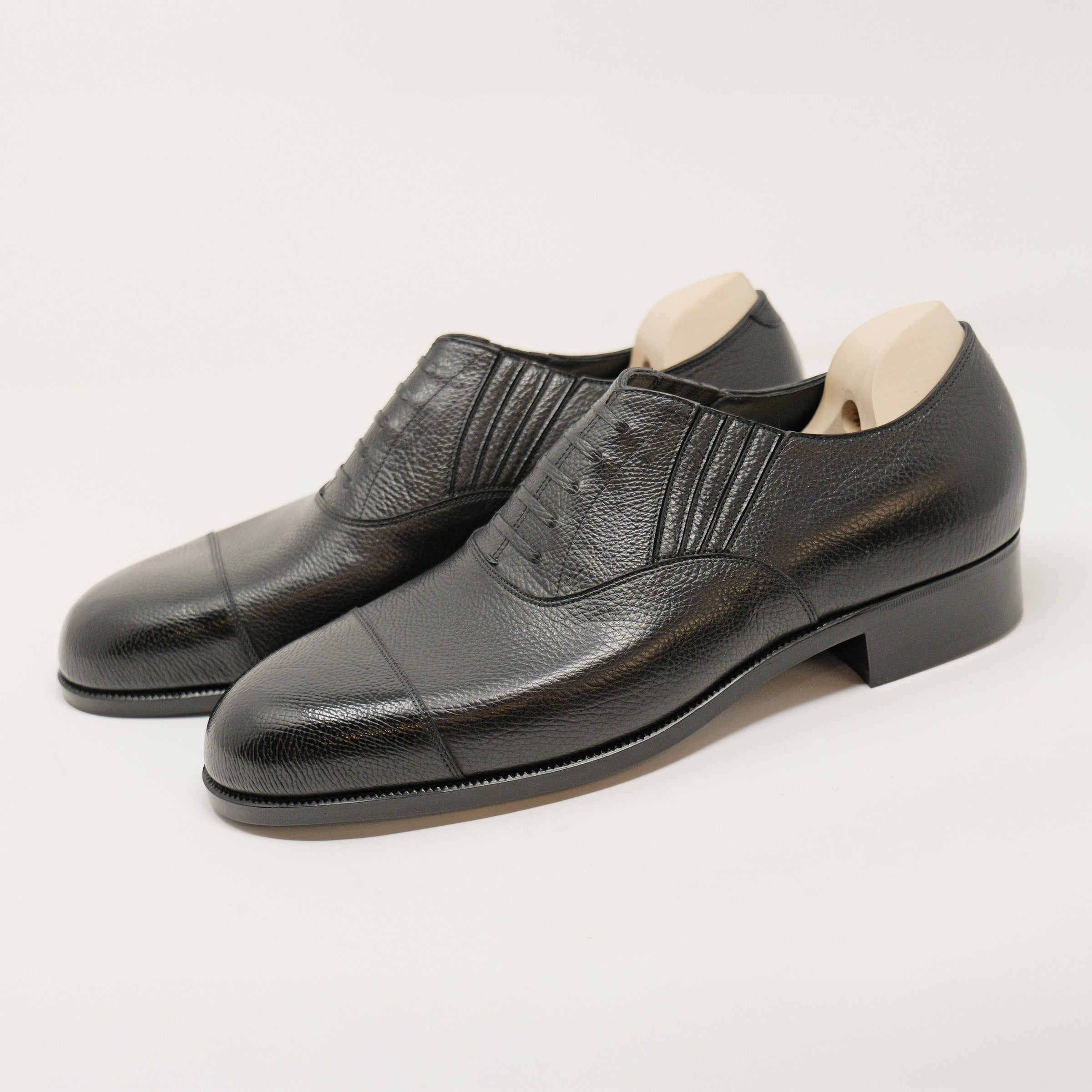 Bespoke Cap-Toe Side Elastic in Black Lama Leather-1