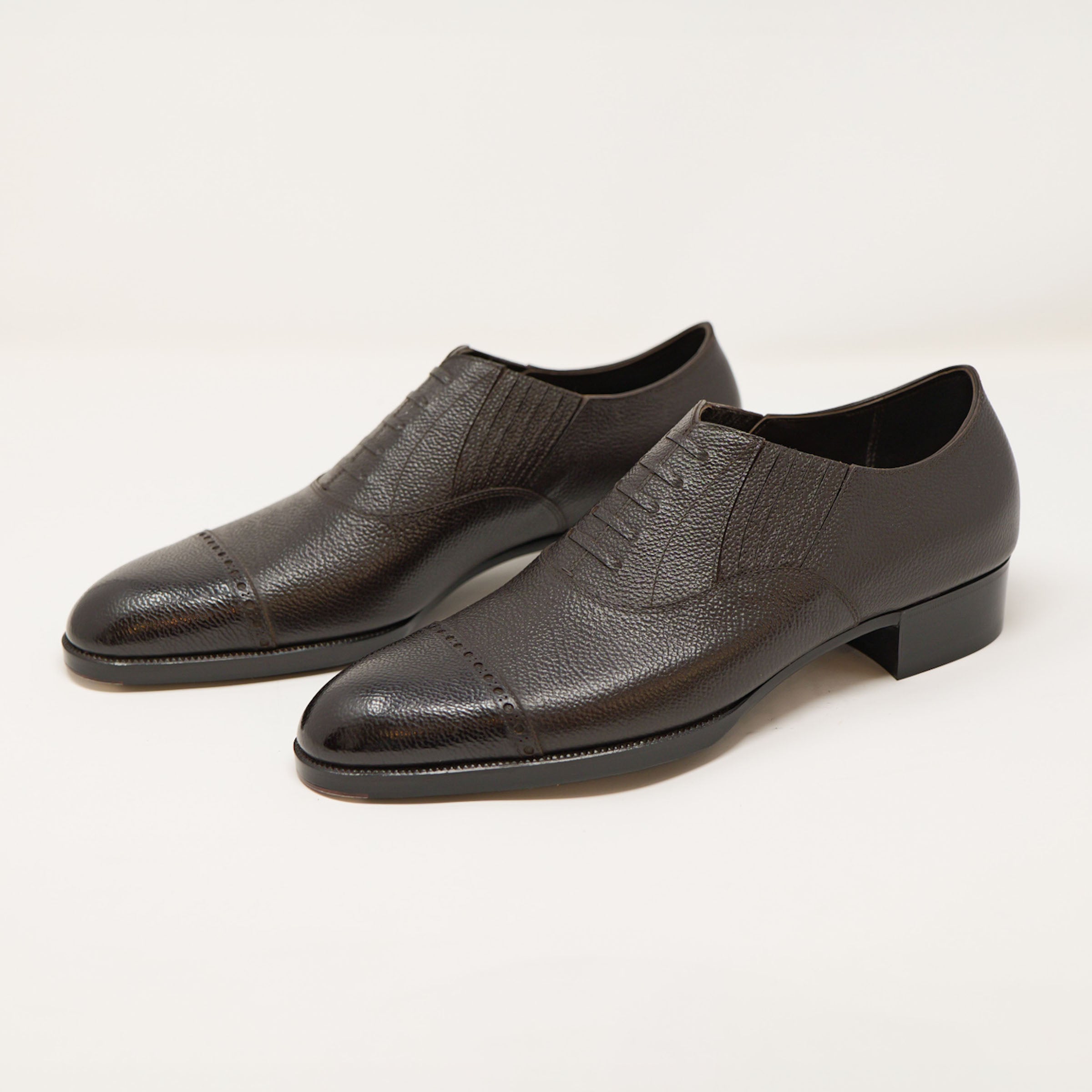 Bespoke Cap-Toe Side Elastic in Dark Brown Grain Leather “TANNERIE D‘ANNONAY LONGCHAMP”-1