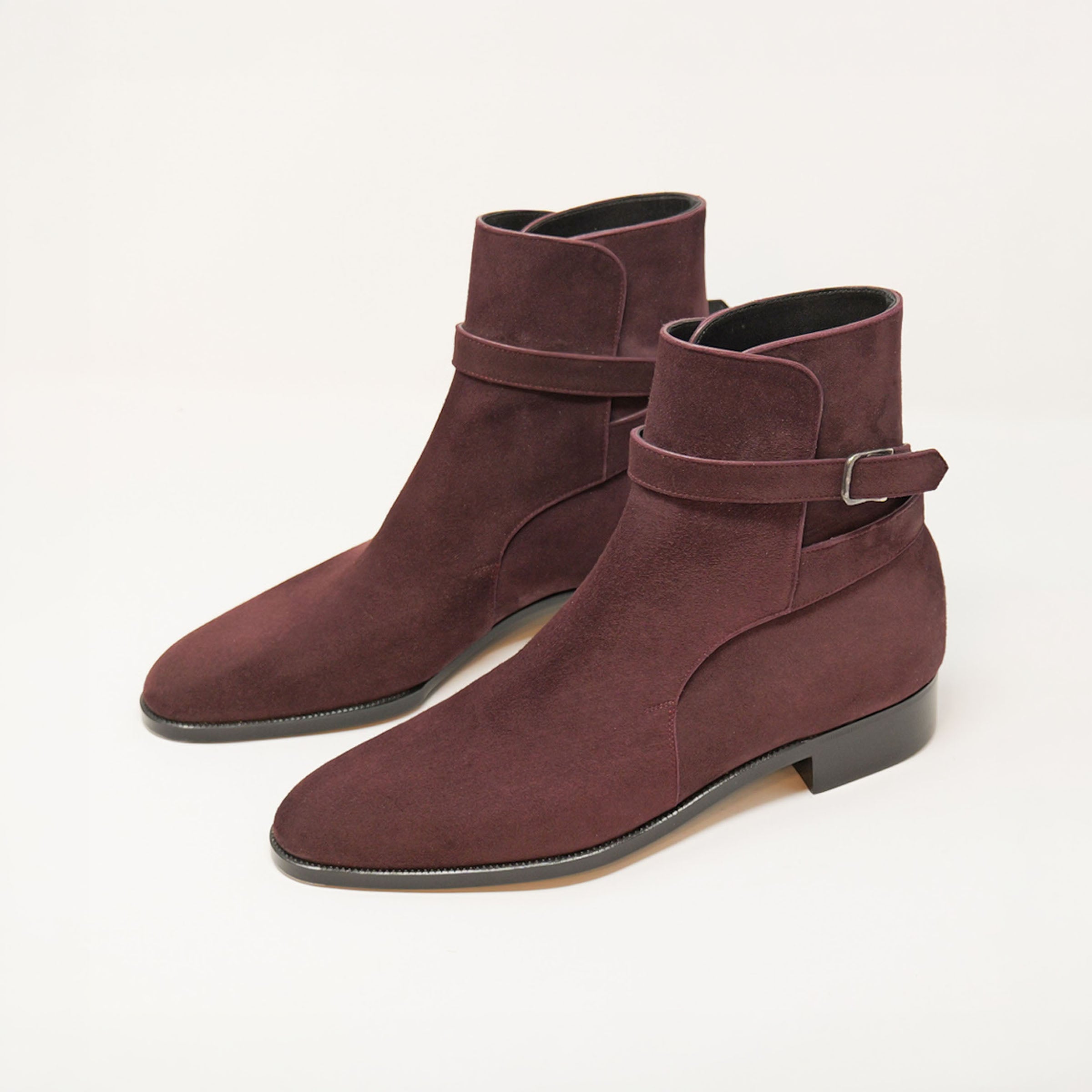 Bespoke Jodhpur Boots in Burgundy Goatskin Suede