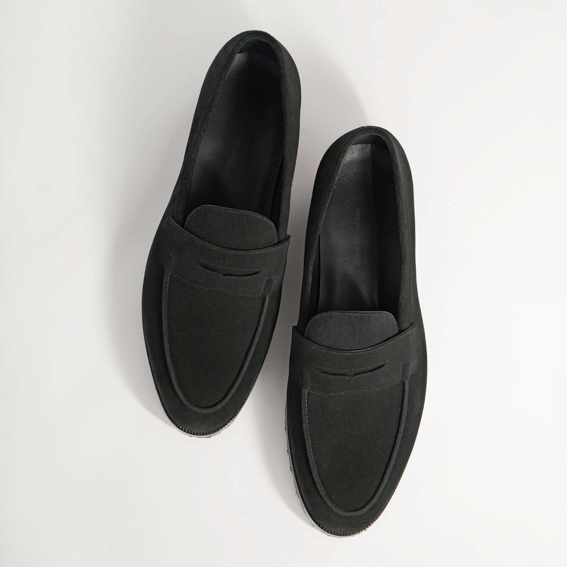 Bespoke Penny Loafers in Black Suede Leather “C F.STEAD”-2