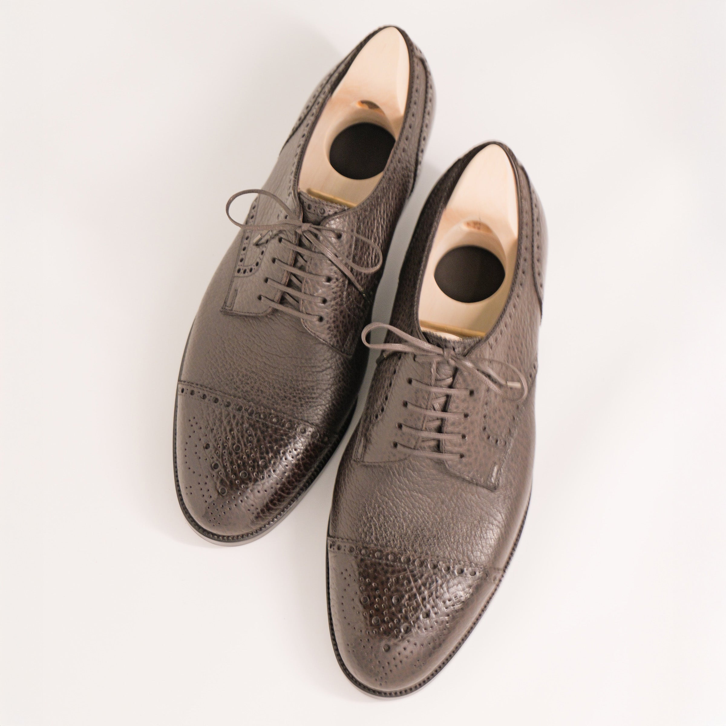 Bespoke Semi-Brogue Derby in Dark Brown Bison Leather-2