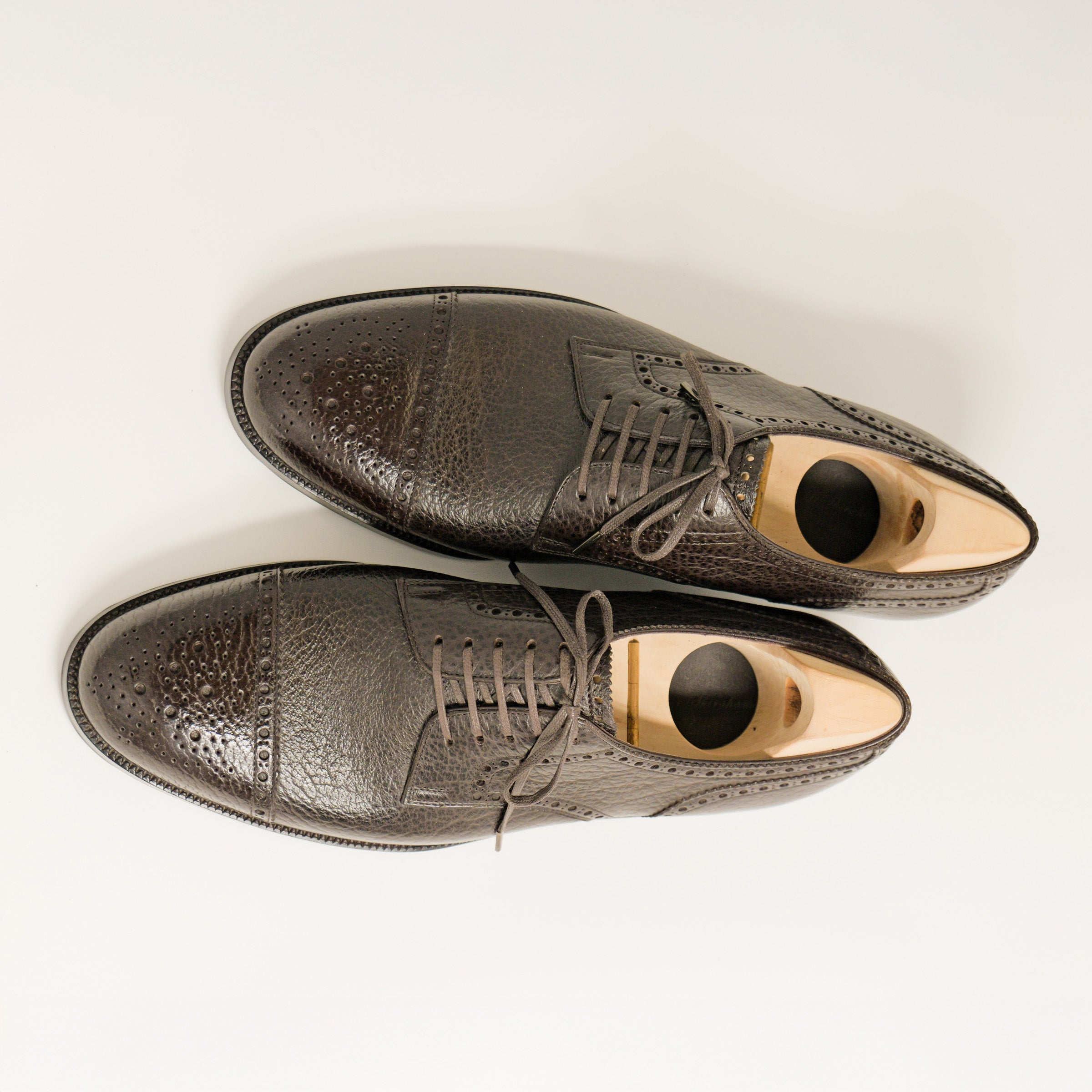 Bespoke Semi-Brogue Derby in Dark Brown Bison Leather-3