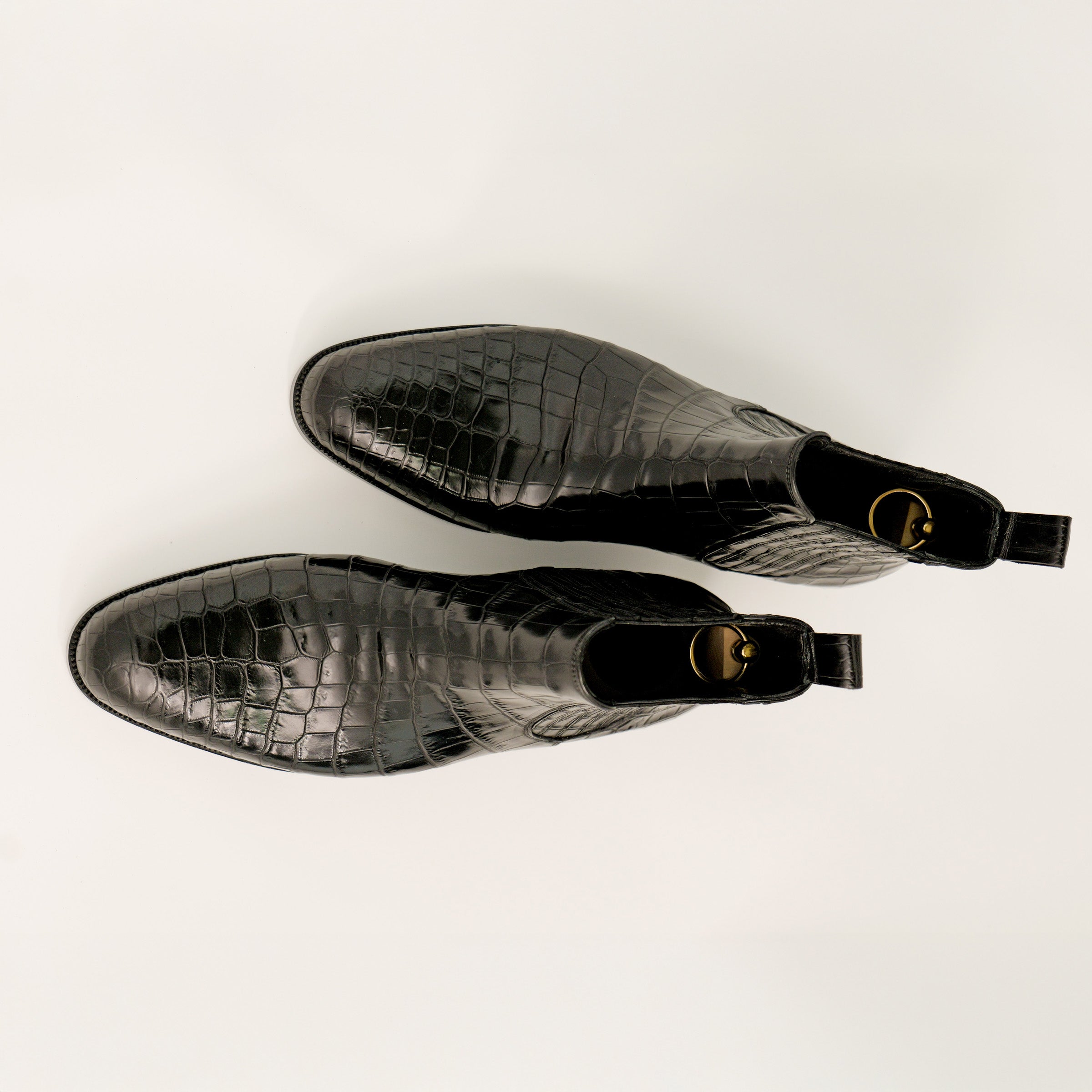 Bespoke Side Elastic Boots in Black Crocodile-3