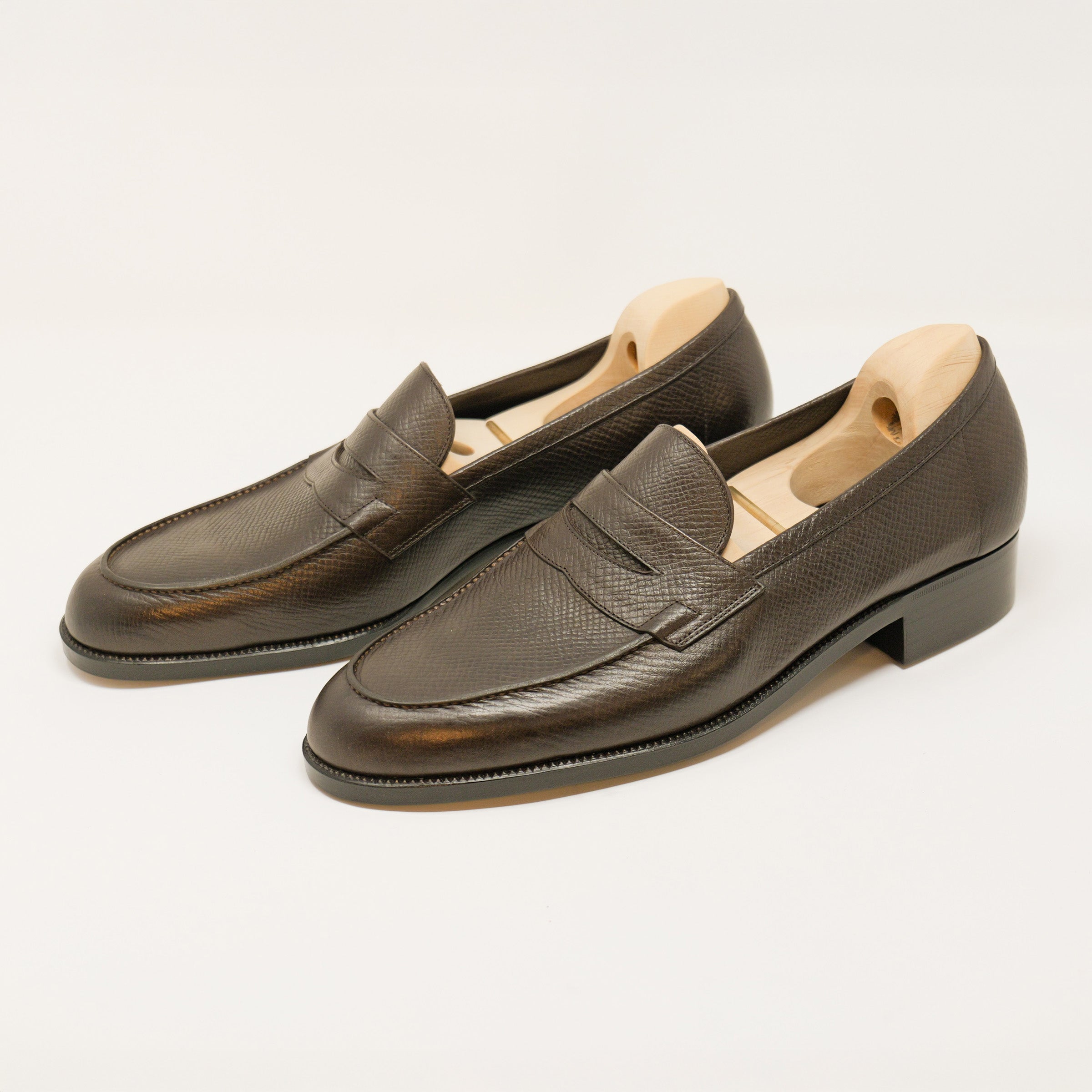 Bespoke Unlined Penny Loafers in Dark Brown Utah Calf-1