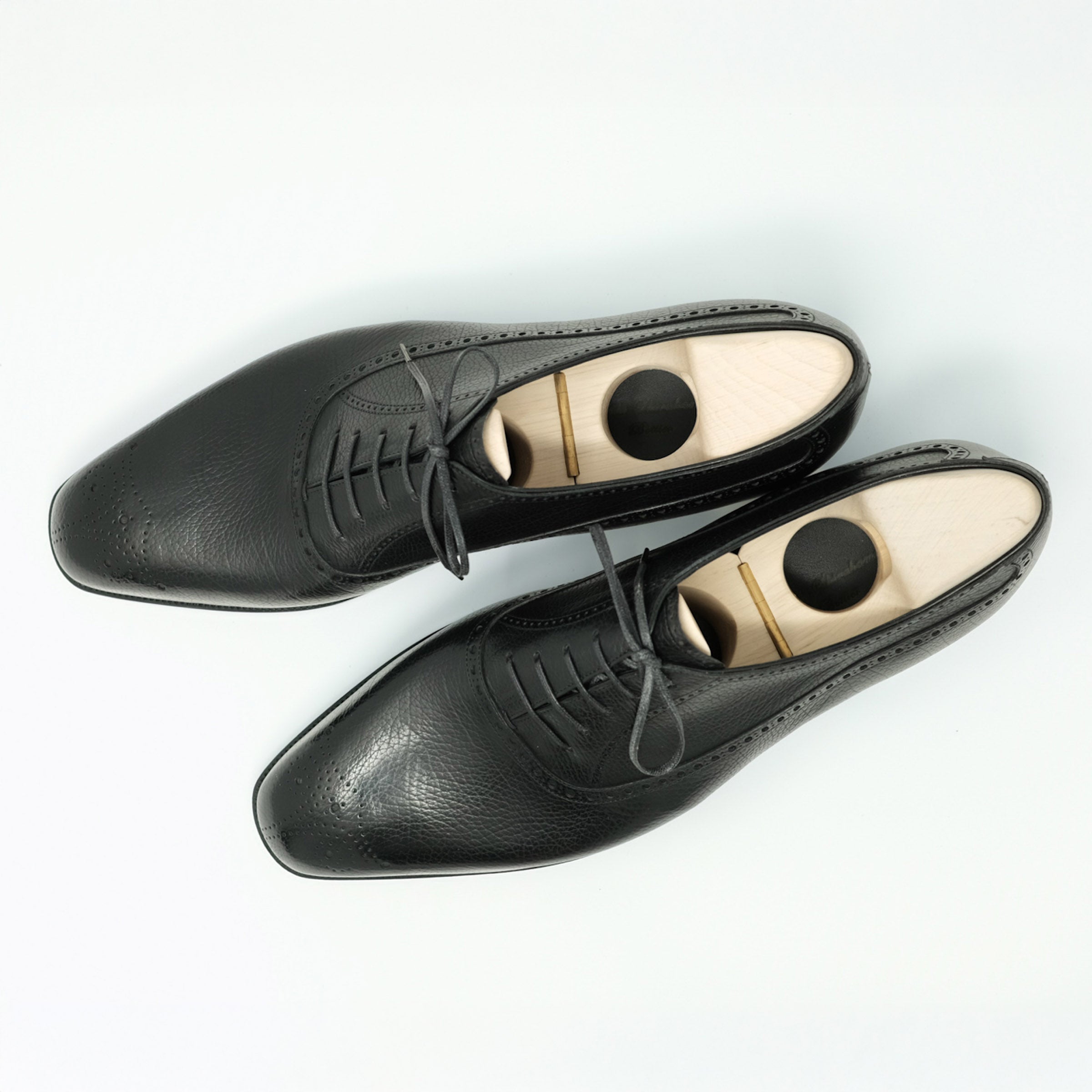 Bespoke Long Vamp Oxford in Black Lama Leather