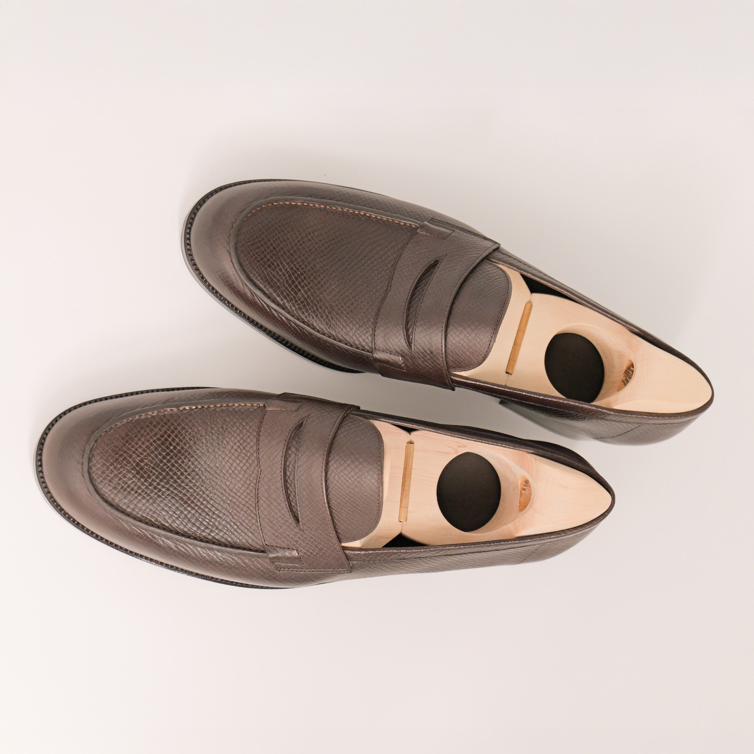 Bespoke Unlined Penny Loafers in Dark Brown Utah Calf