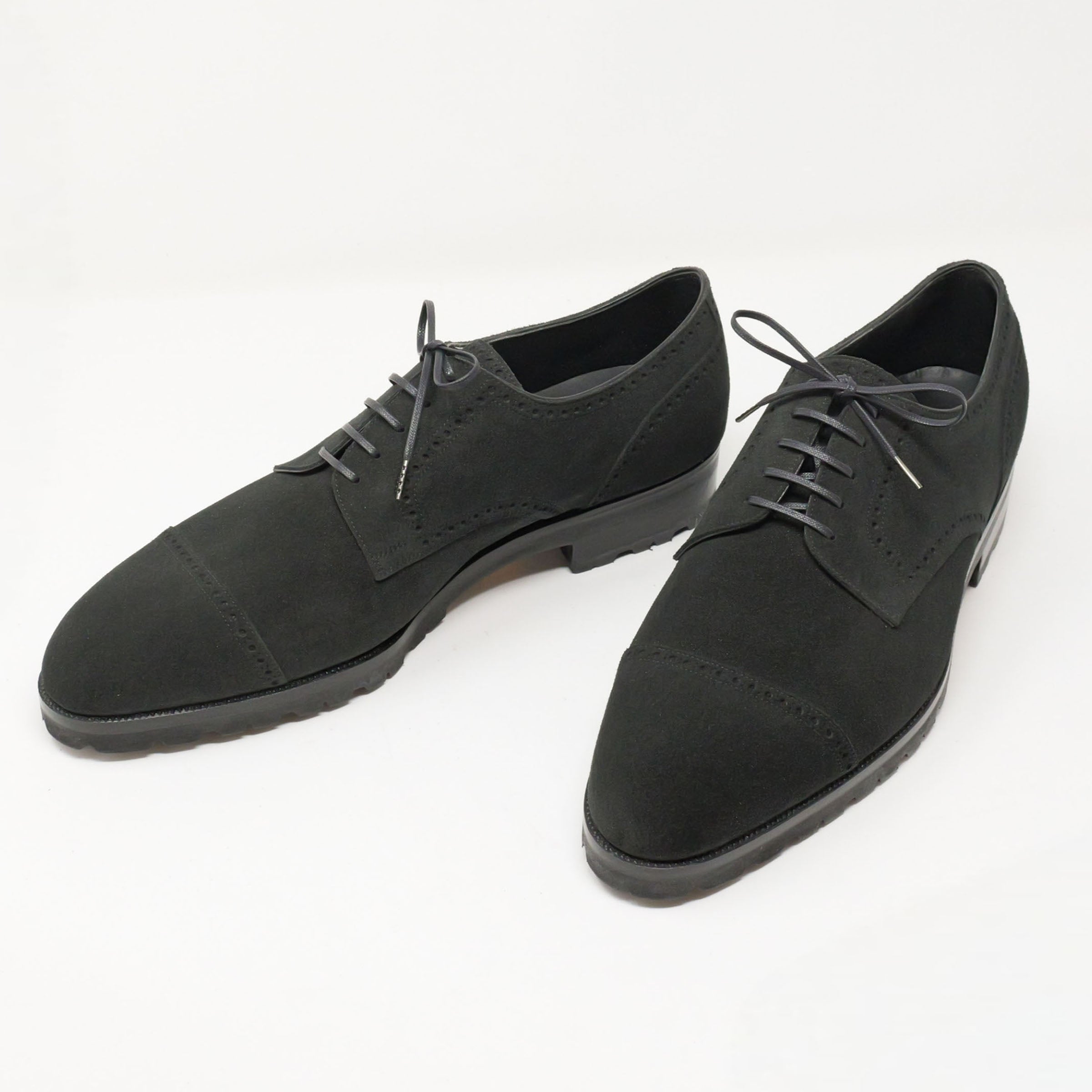 Bespoke Quarter-Brogue Derby in Black Suede Leather by C.F. Stead-1