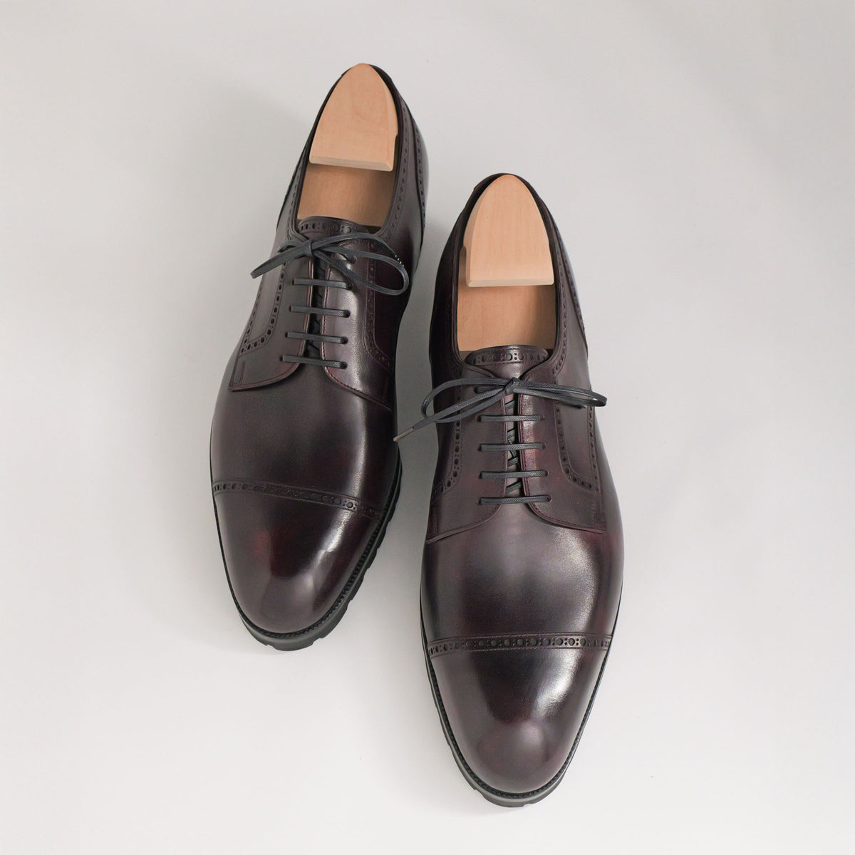 Bespoke Quarter-Brogue Derby in Burgundy Museum Calf Leather by ILCEA Radica-2