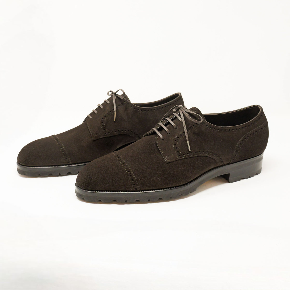 Bespoke Quarter-Brogue Derby in Dark Brown Suede Leather by C.F. Stead-1
