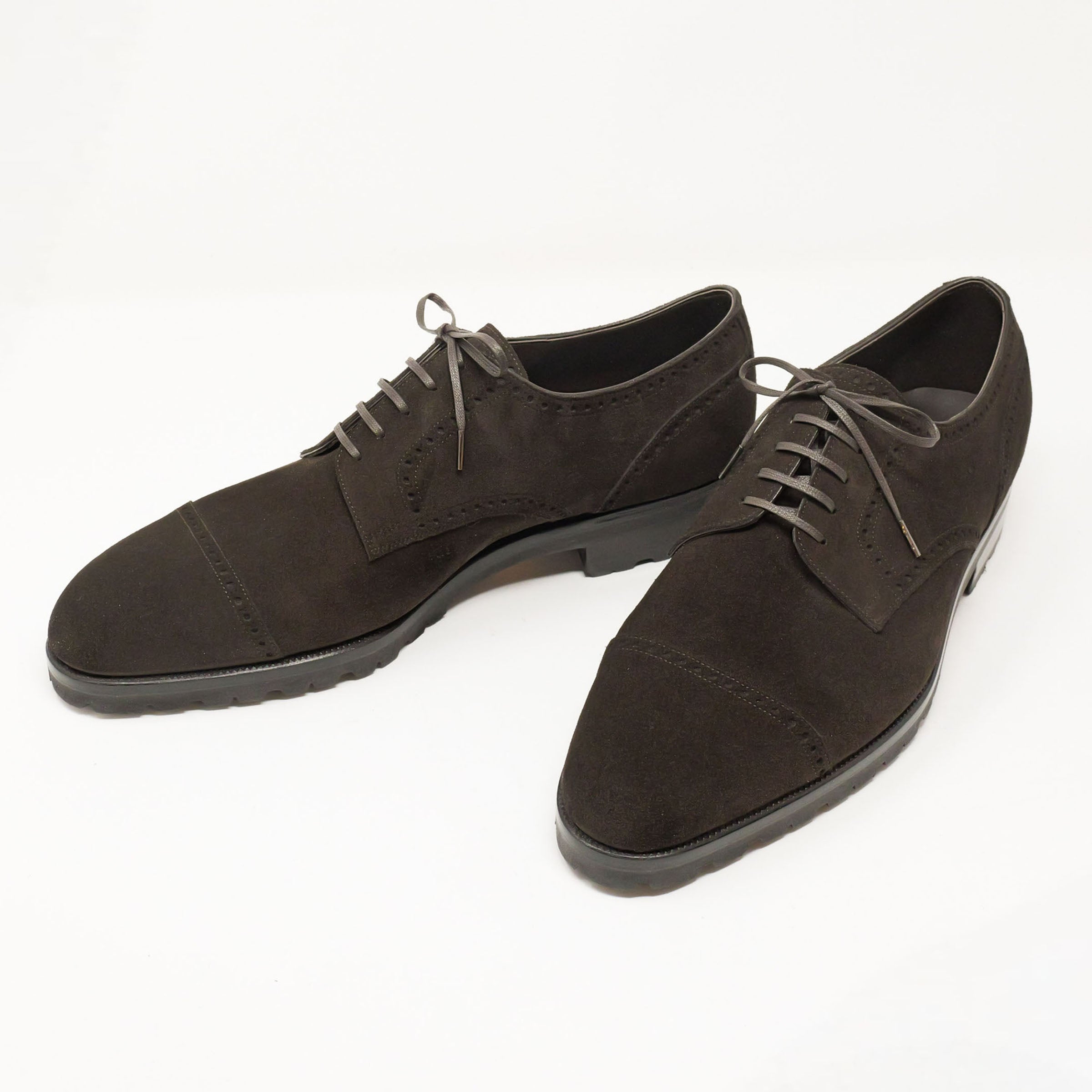 Bespoke Quarter-Brogue Derby in Dark Brown Suede Leather by C.F. Stead-2