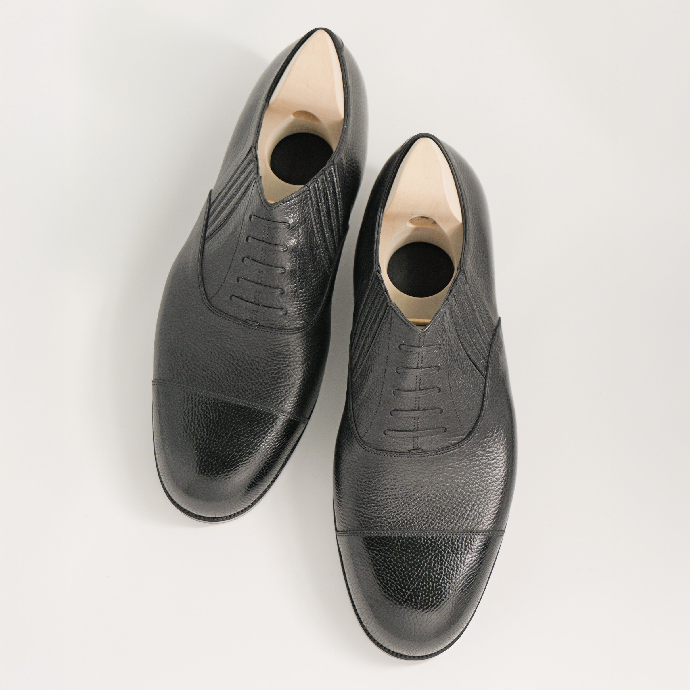 Bespoke Cap-Toe Side Elastic in Black Lama Leather-2