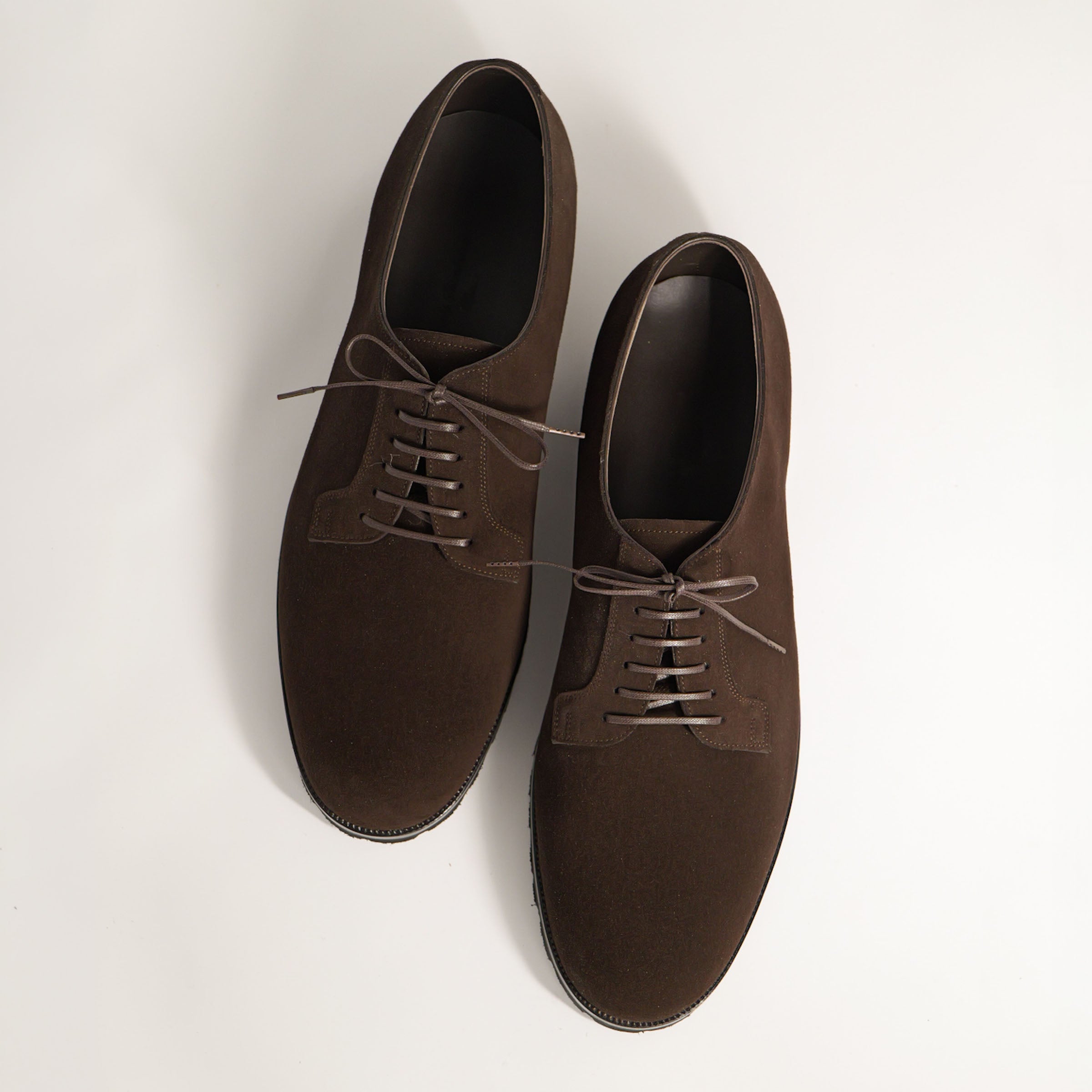 Bespoke Plane Toe Derby in Dark Brown Suede Leather “C F.STEAD”-2