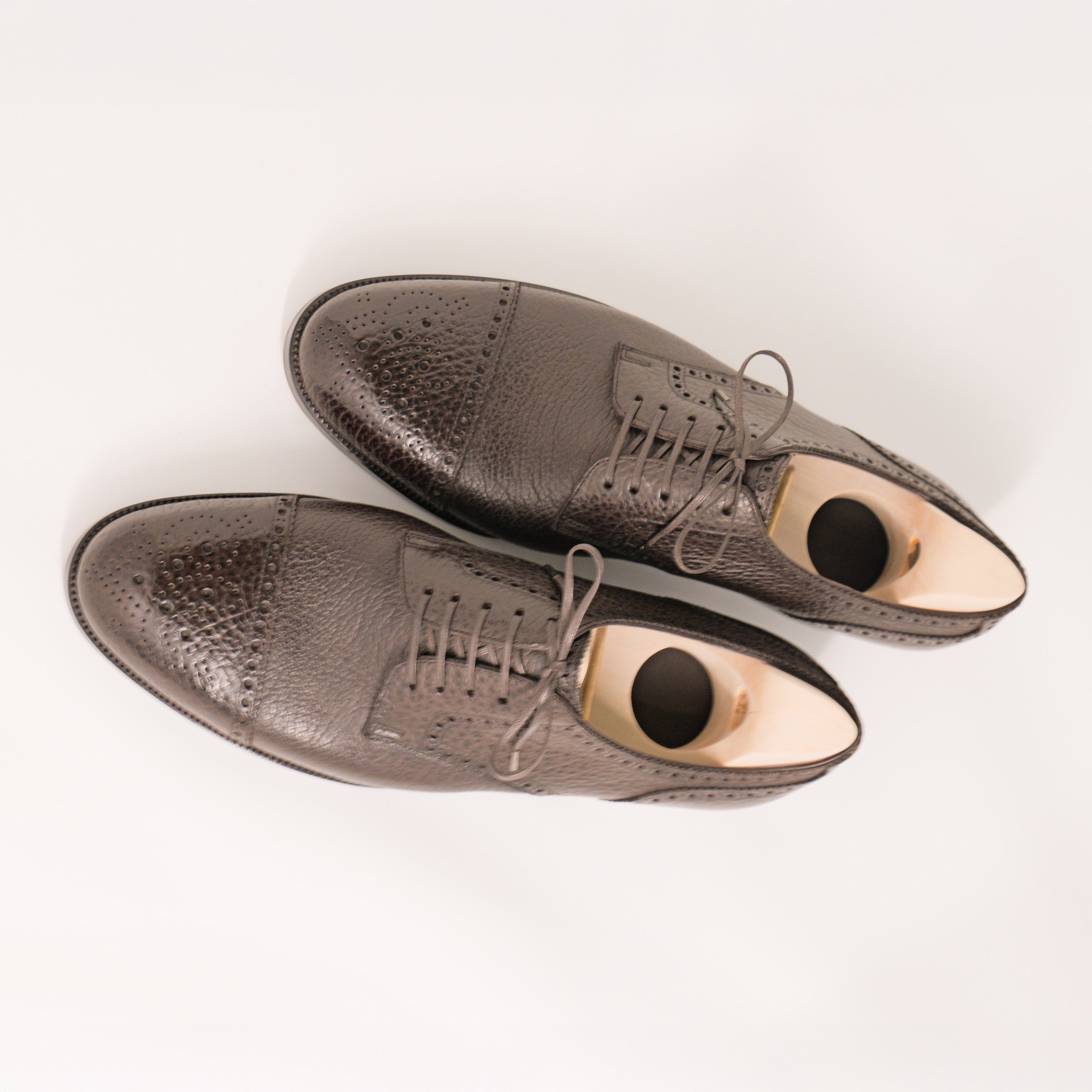 Bespoke Semi-Brogue Derby in Dark Brown Bison Leather-3