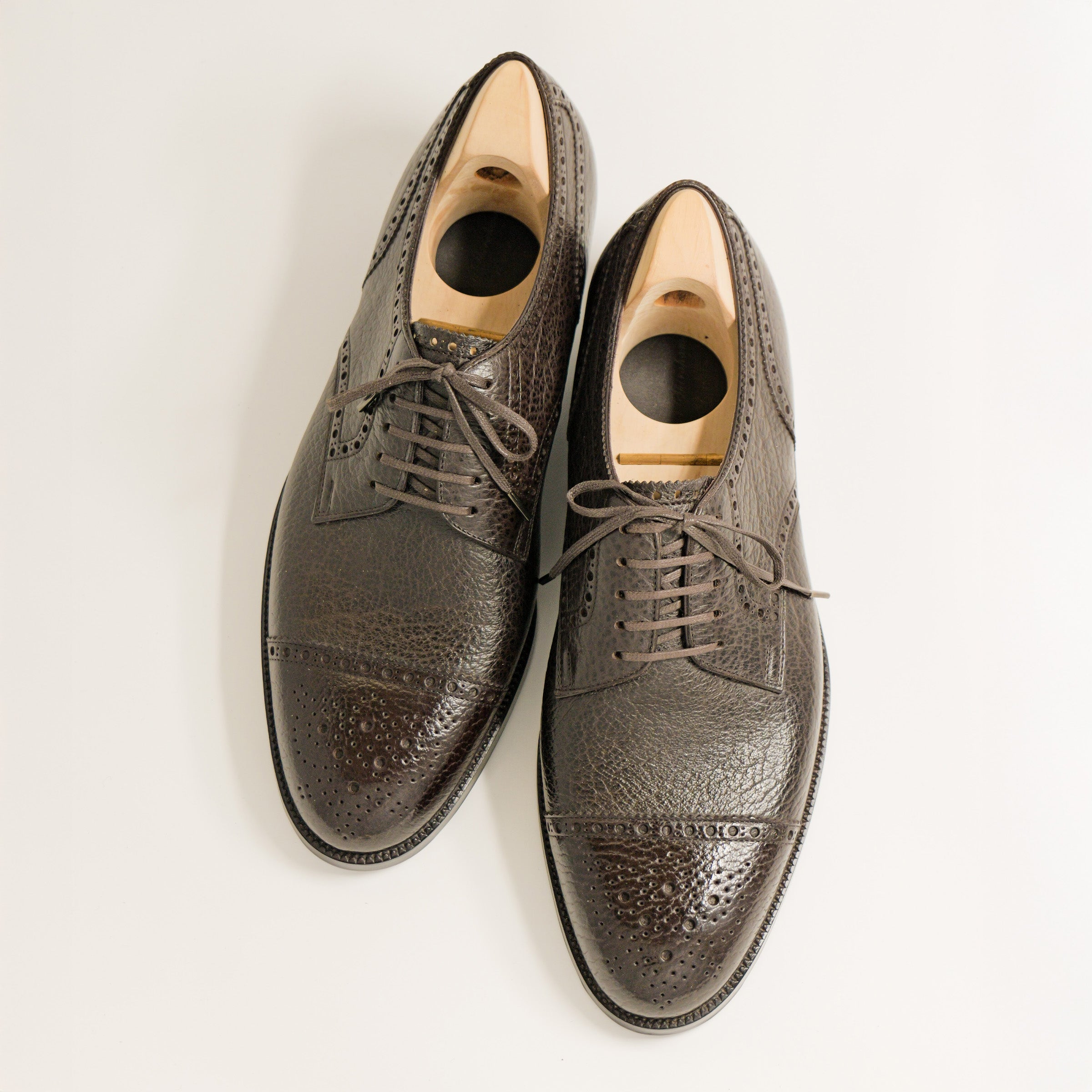 Bespoke Semi-Brogue Derby in Dark Brown Bison Leather-2
