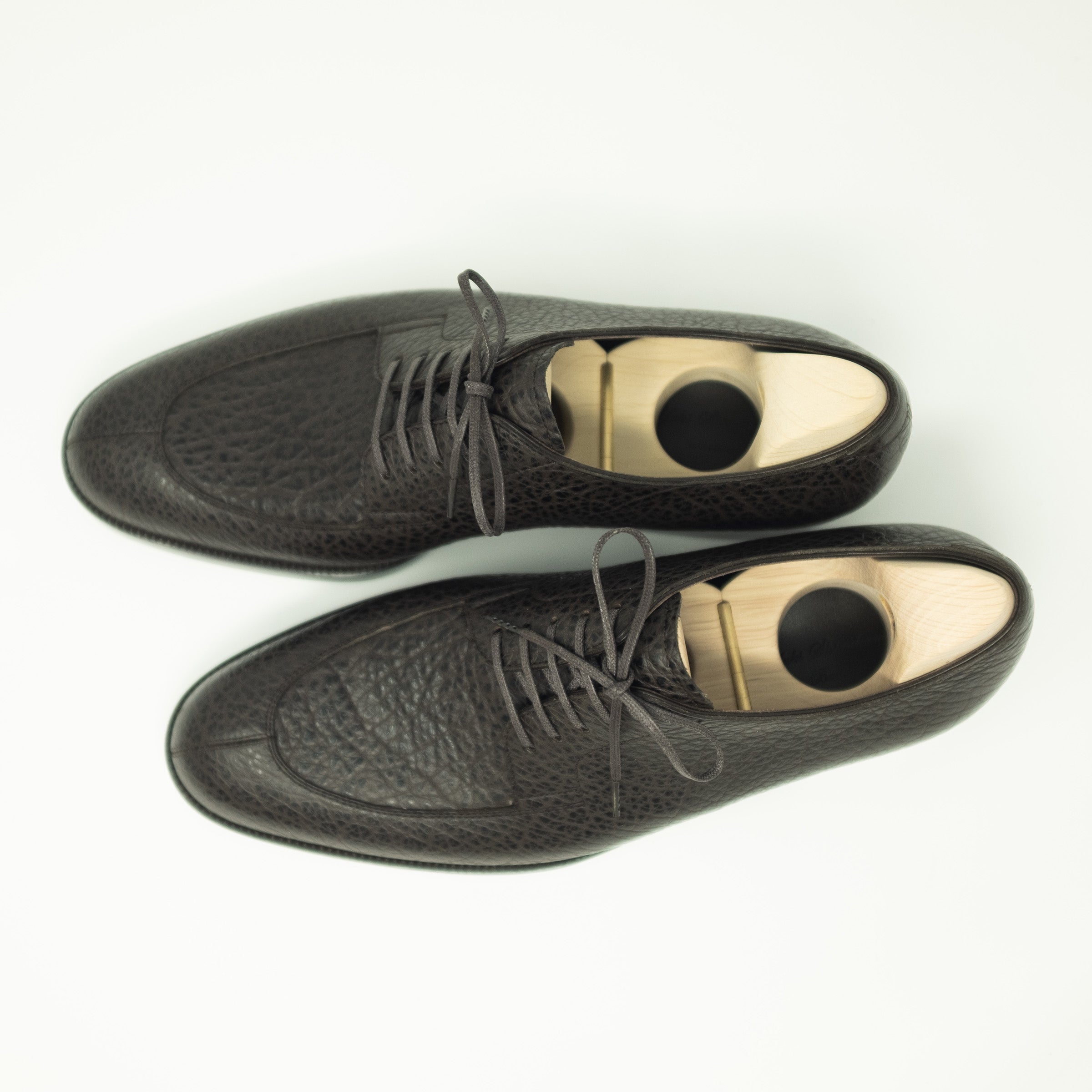 Bespoke Apron Front Derby in Dark brown Bison Leather